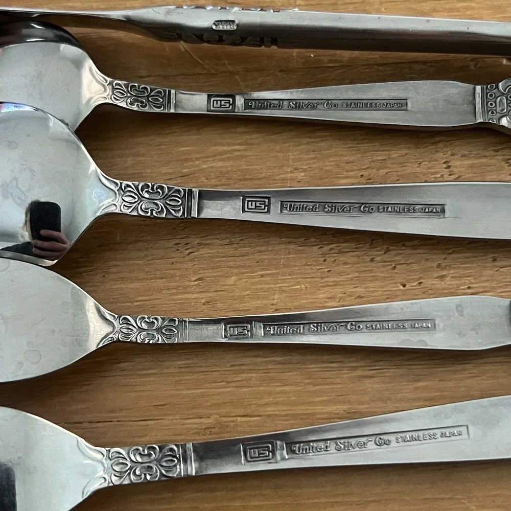 Vintage MCM United Silver Co Japan Stainless Flatware 72 Piece Set Service 12